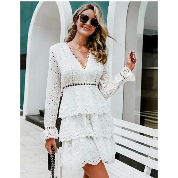 NWT Simplee white long sleeve dress - Picture 1 of 5